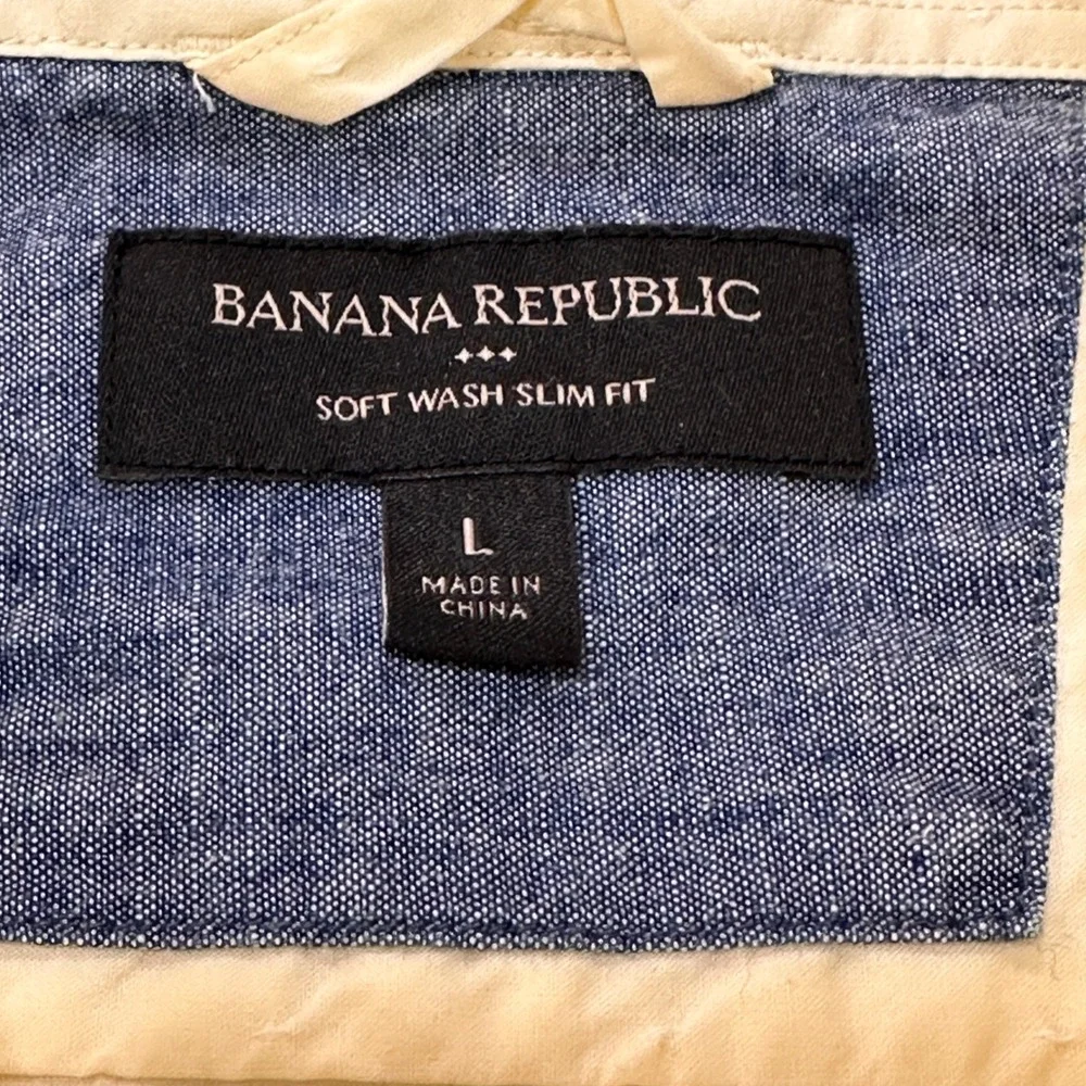 Banana Republic Soft Wash Slim Fit Men Large Yellow Dobby Button‎ Down | Preppy